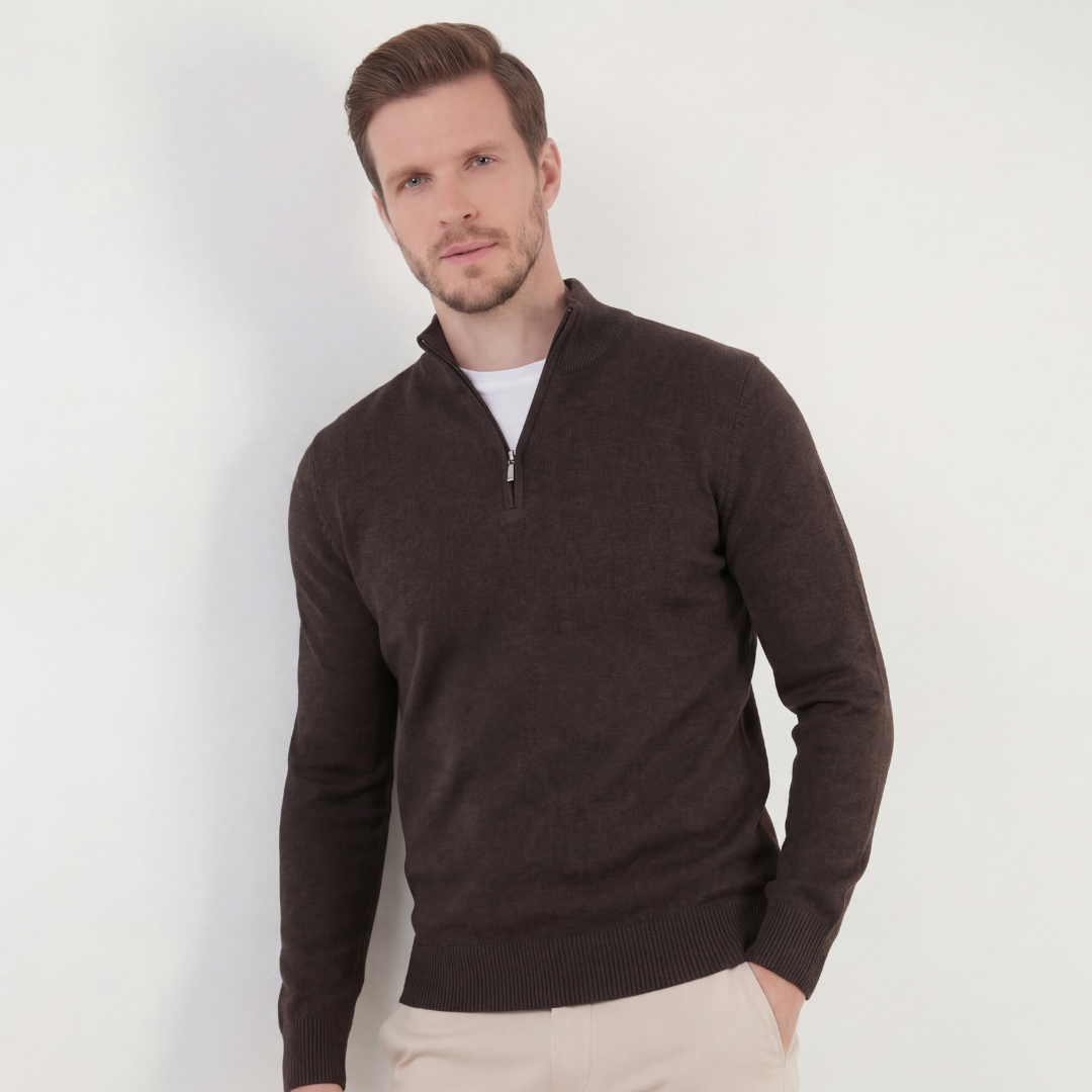 Men's Casual Half-Zip Sweater Relaxed Fit Long Sleeve Classic Everyday Wear