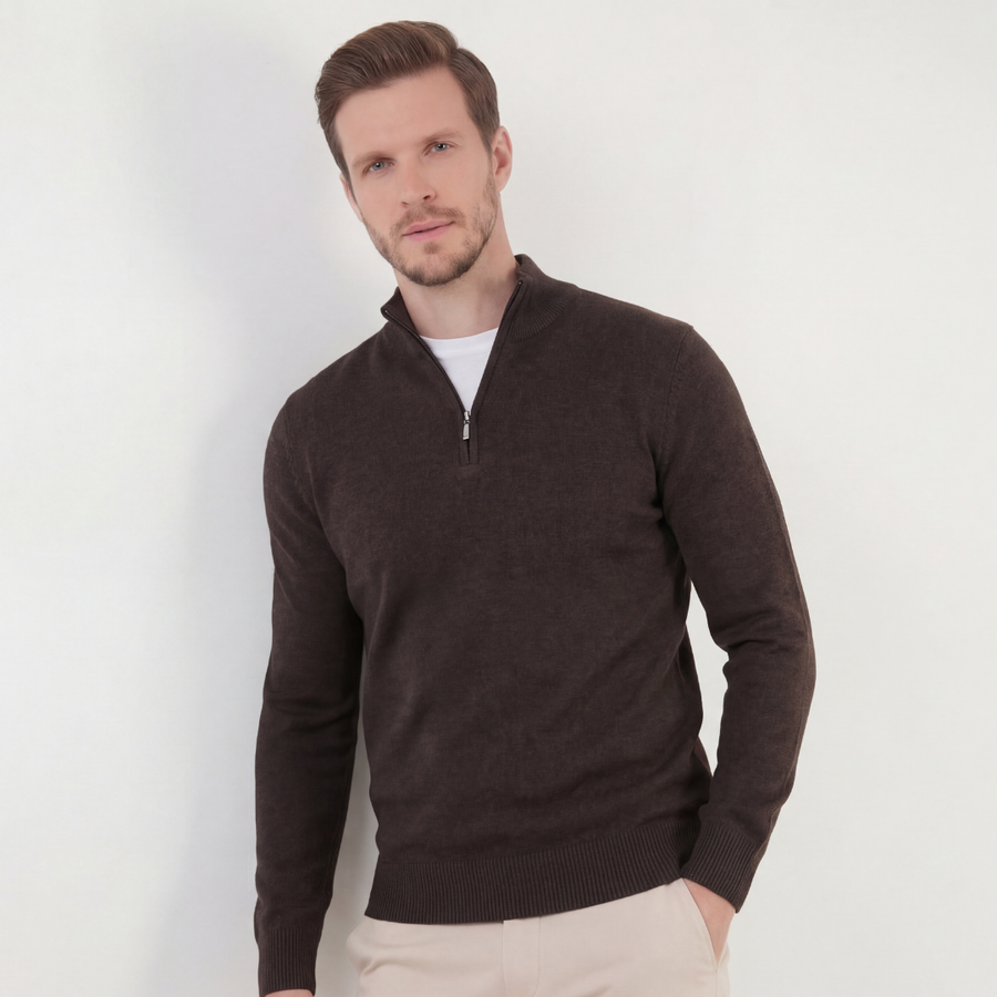 Men's Casual Half-Zip Sweater Relaxed Fit Long Sleeve Classic Everyday Wear