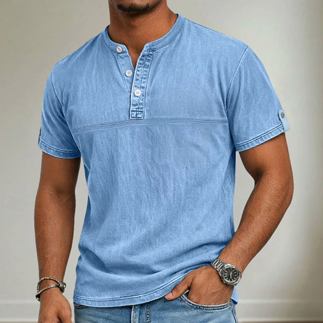 Men's Short Sleeve Stand Collar Shirt Casual Relaxed Fit Everyday Wear