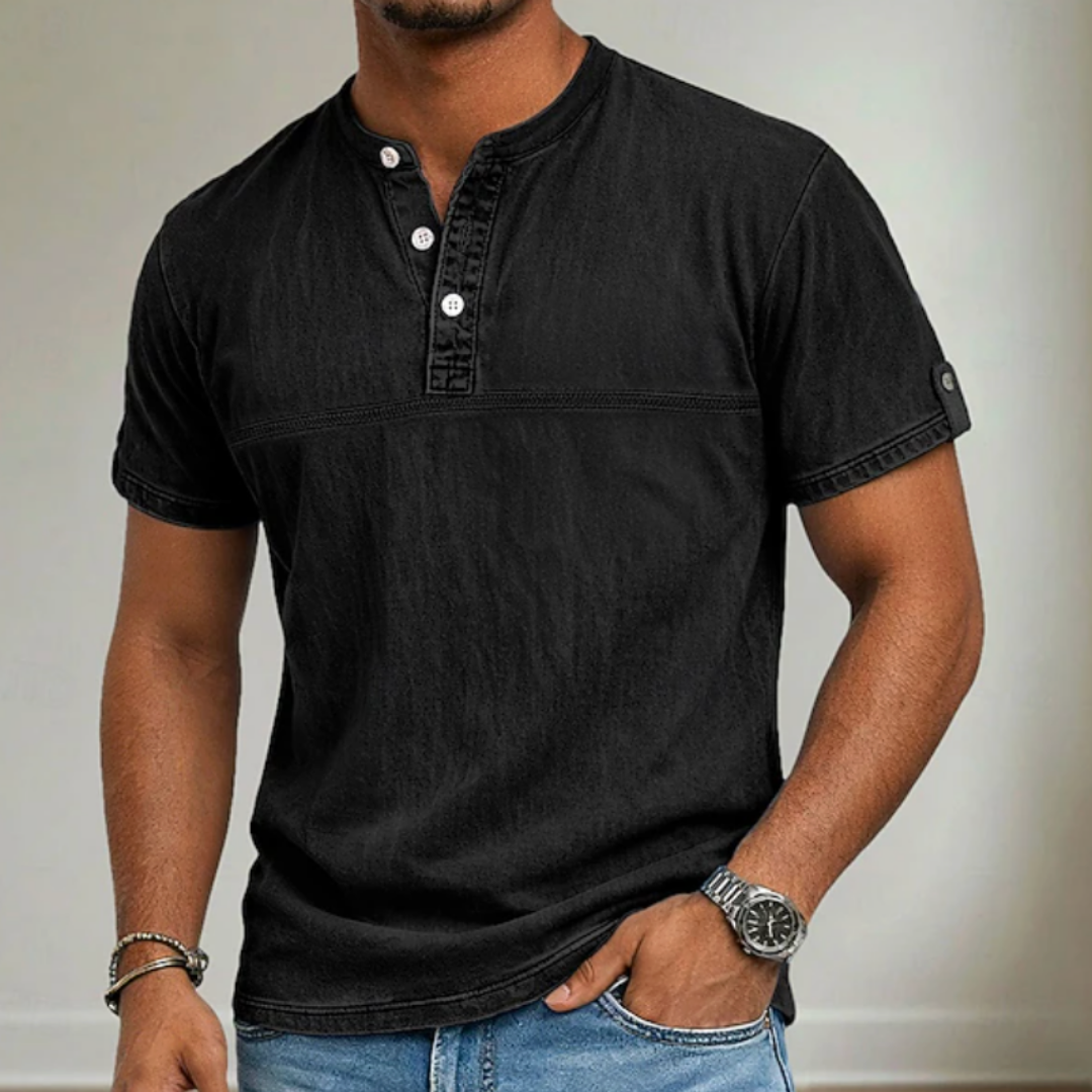 Men's Short Sleeve Stand Collar Shirt Casual Relaxed Fit Everyday Wear
