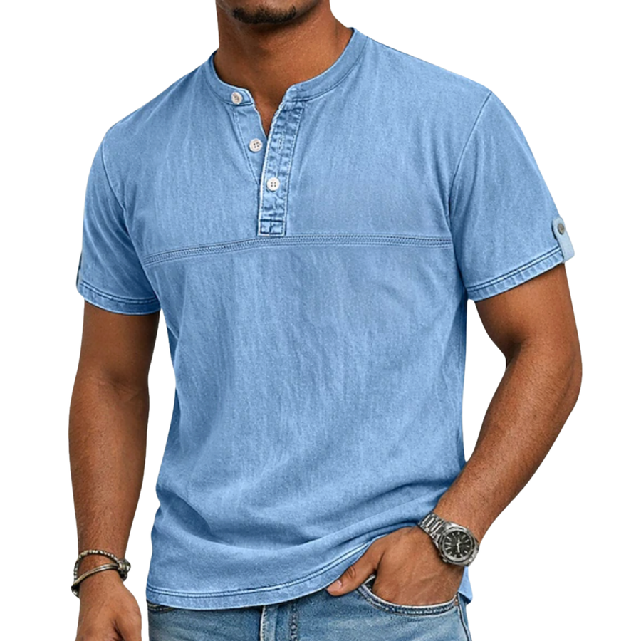 Men's Short Sleeve Stand Collar Shirt Casual Relaxed Fit Everyday Wear