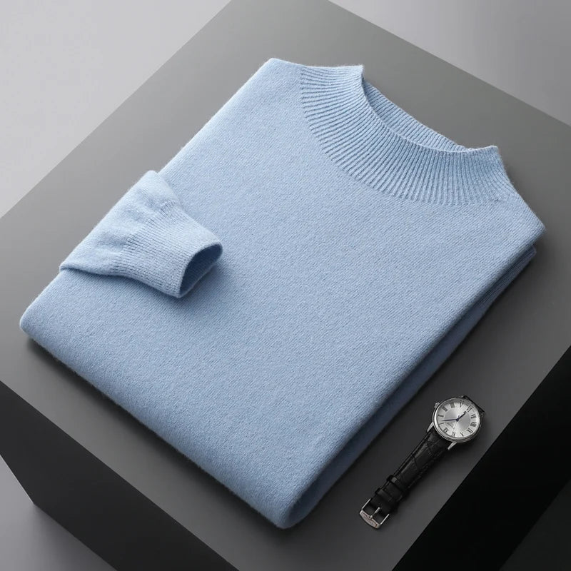 Men's Classic Merino Wool Sweater Crew Neck Long Sleeve Timeless Casual Wear