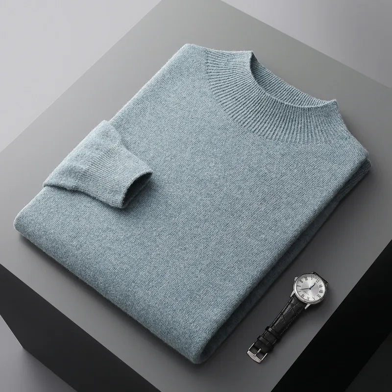 Men's Classic Merino Wool Sweater Crew Neck Long Sleeve Timeless Casual Wear