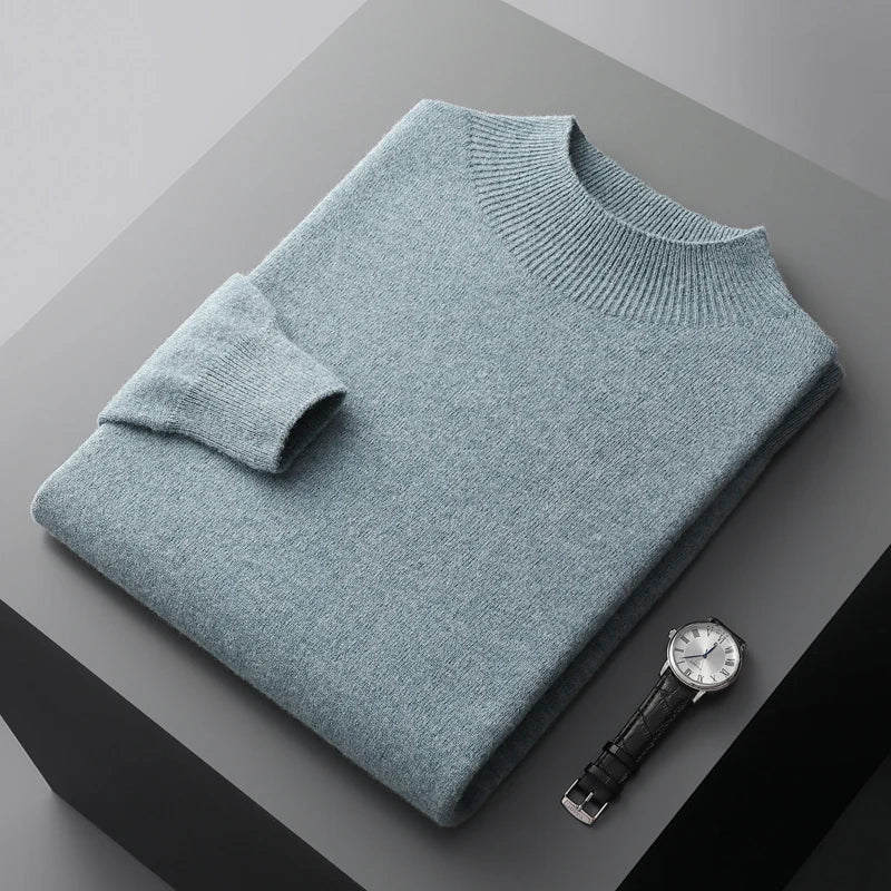 Men's Classic Merino Wool Sweater Crew Neck Long Sleeve Timeless Casual Wear