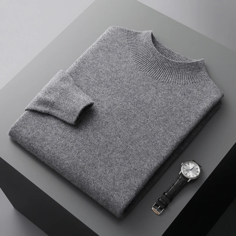 Men's Classic Merino Wool Sweater Crew Neck Long Sleeve Timeless Casual Wear