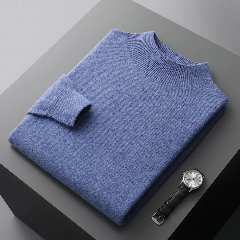 Men's Classic Merino Wool Sweater Crew Neck Long Sleeve Timeless Casual Wear