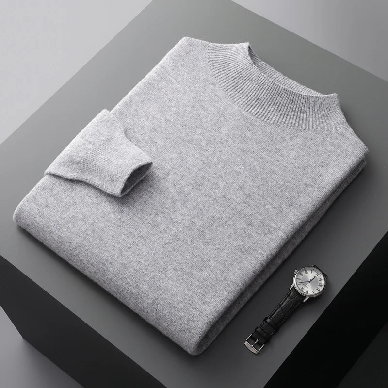 Men's Classic Merino Wool Sweater Crew Neck Long Sleeve Timeless Casual Wear
