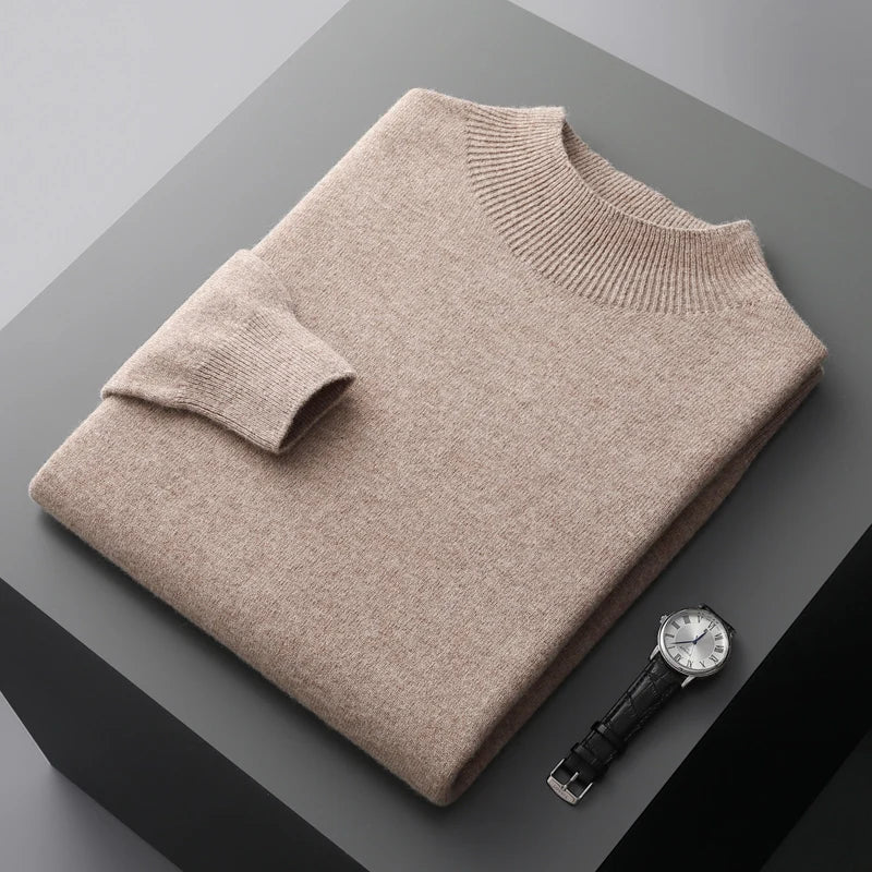 Men's Classic Merino Wool Sweater Crew Neck Long Sleeve Timeless Casual Wear