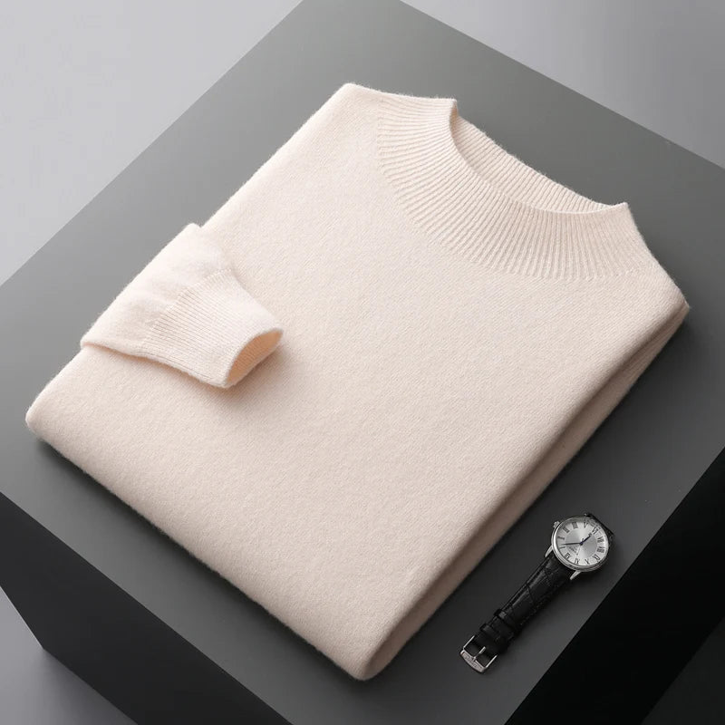 Men's Classic Merino Wool Sweater Crew Neck Long Sleeve Timeless Casual Wear
