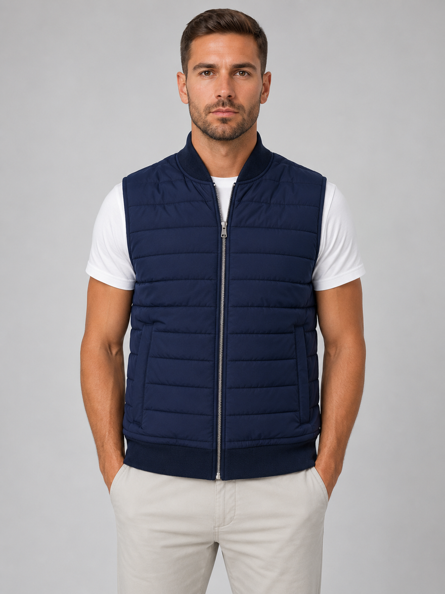 Men's Quilted Gilet Vest Full Zip Casual Layering Lightweight Everyday