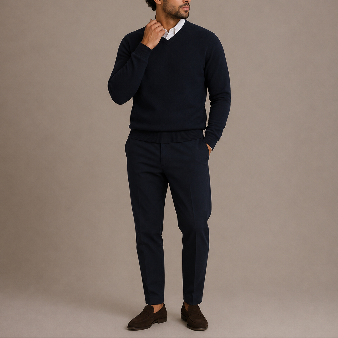 Men's Classic V-Neck Sweater Long Sleeve Pullover Casual Everyday Wear