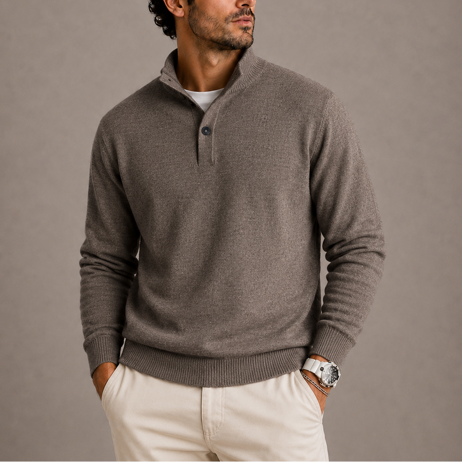 Men's Long Sleeve Knit Polo Sweater Classic Fit Collared Versatile Casual Everyday