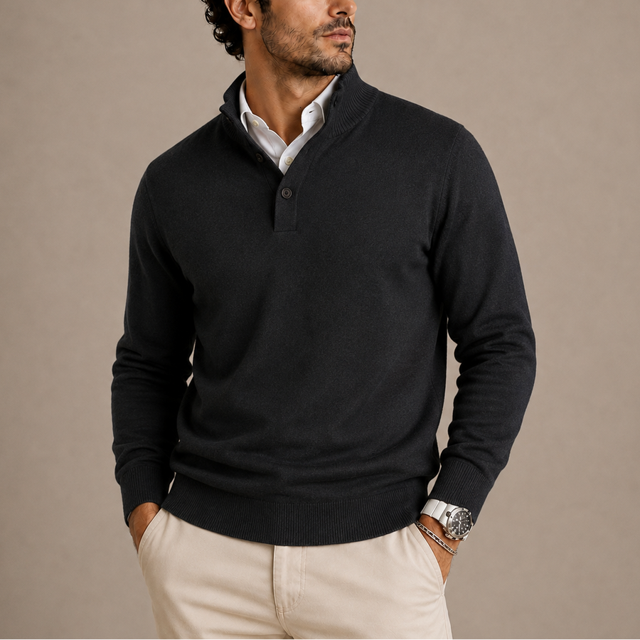 Men's Long Sleeve Knit Polo Sweater Classic Fit Collared Versatile Casual Everyday