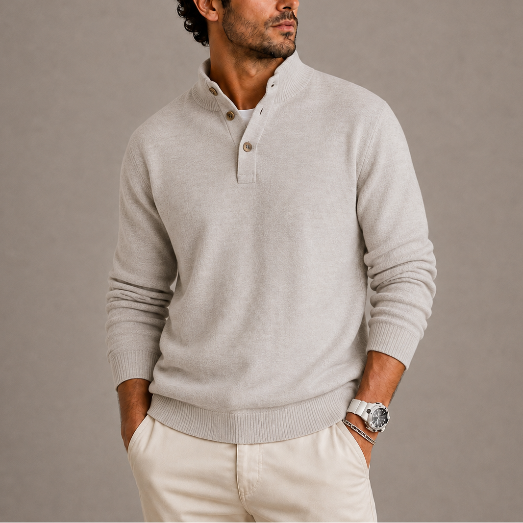 Men's Long Sleeve Knit Polo Sweater Classic Fit Collared Versatile Casual Everyday