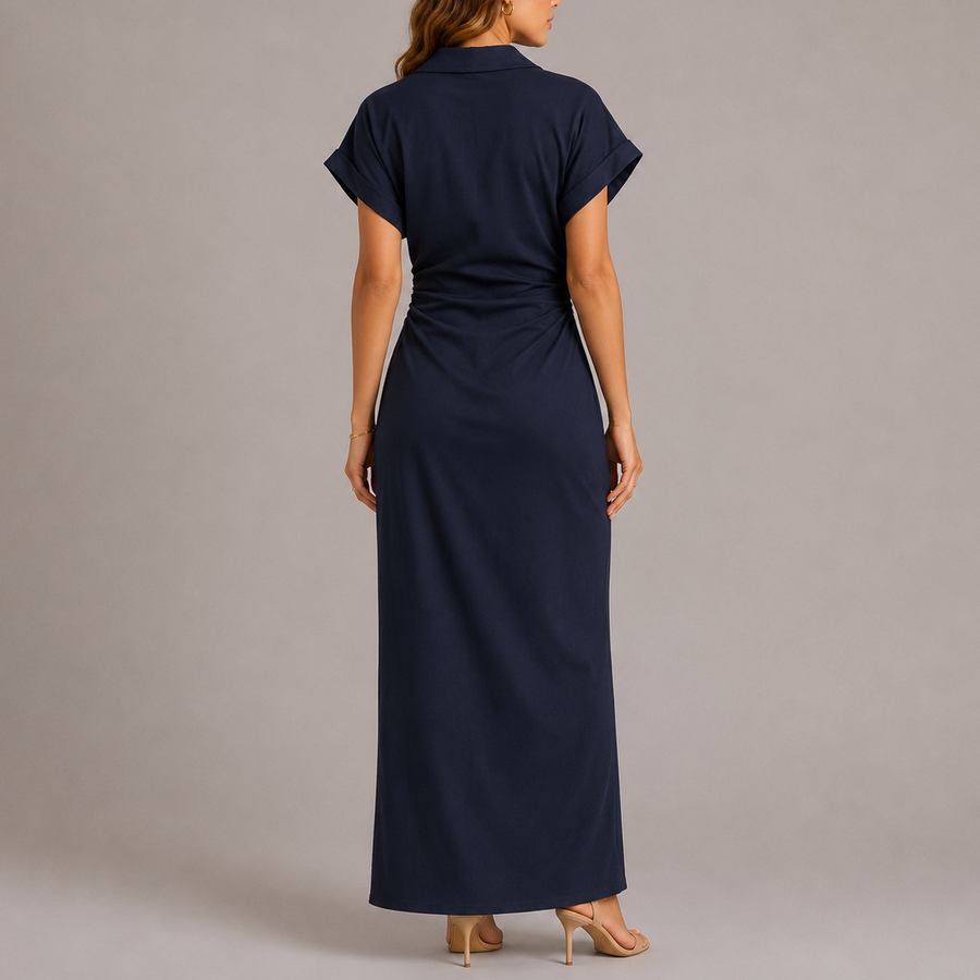 Women's Tailored Midi Dress Side Zip Fitted Elegant Everyday Styling