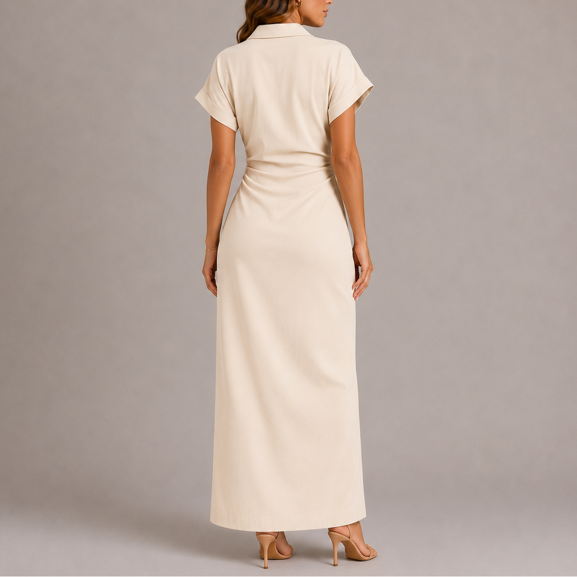 Women's Tailored Midi Dress Side Zip Fitted Elegant Everyday Styling