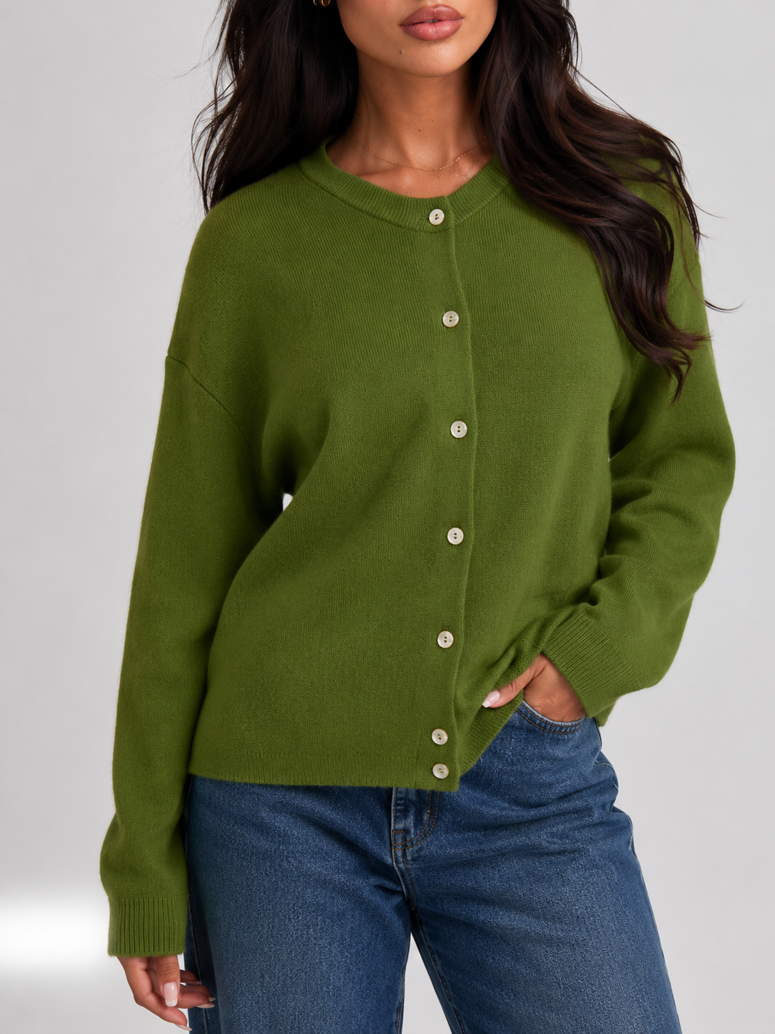 Women's Fuzzy Knit Cardigan Long Sleeve Button Closure Casual Autumn Wear