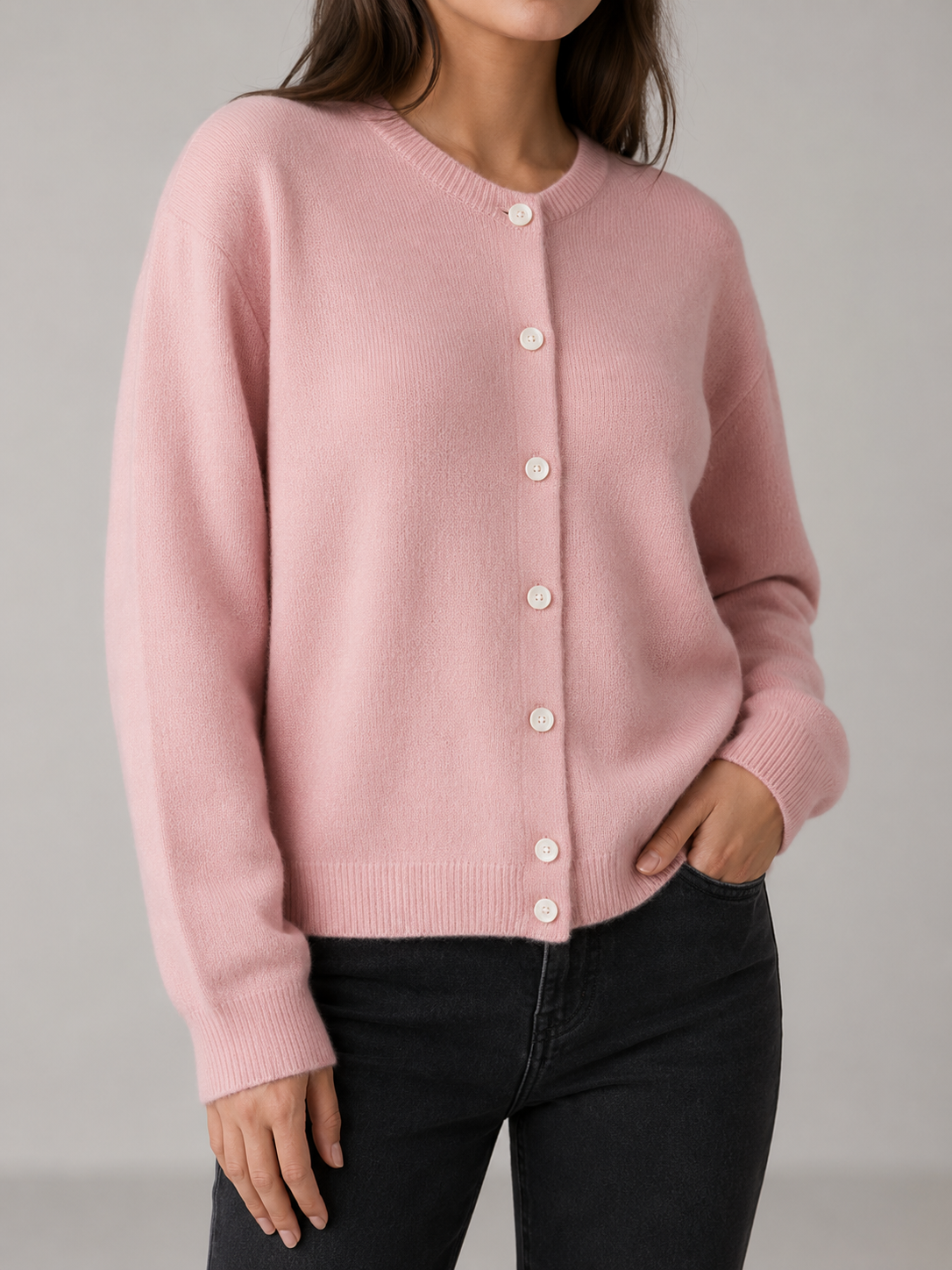 Women's Fuzzy Knit Cardigan Long Sleeve Button Closure Casual Autumn Wear