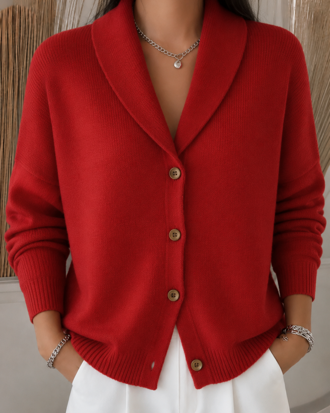 Women's Button-Up Cardigan Relaxed Fit Long Sleeve Classic Layering