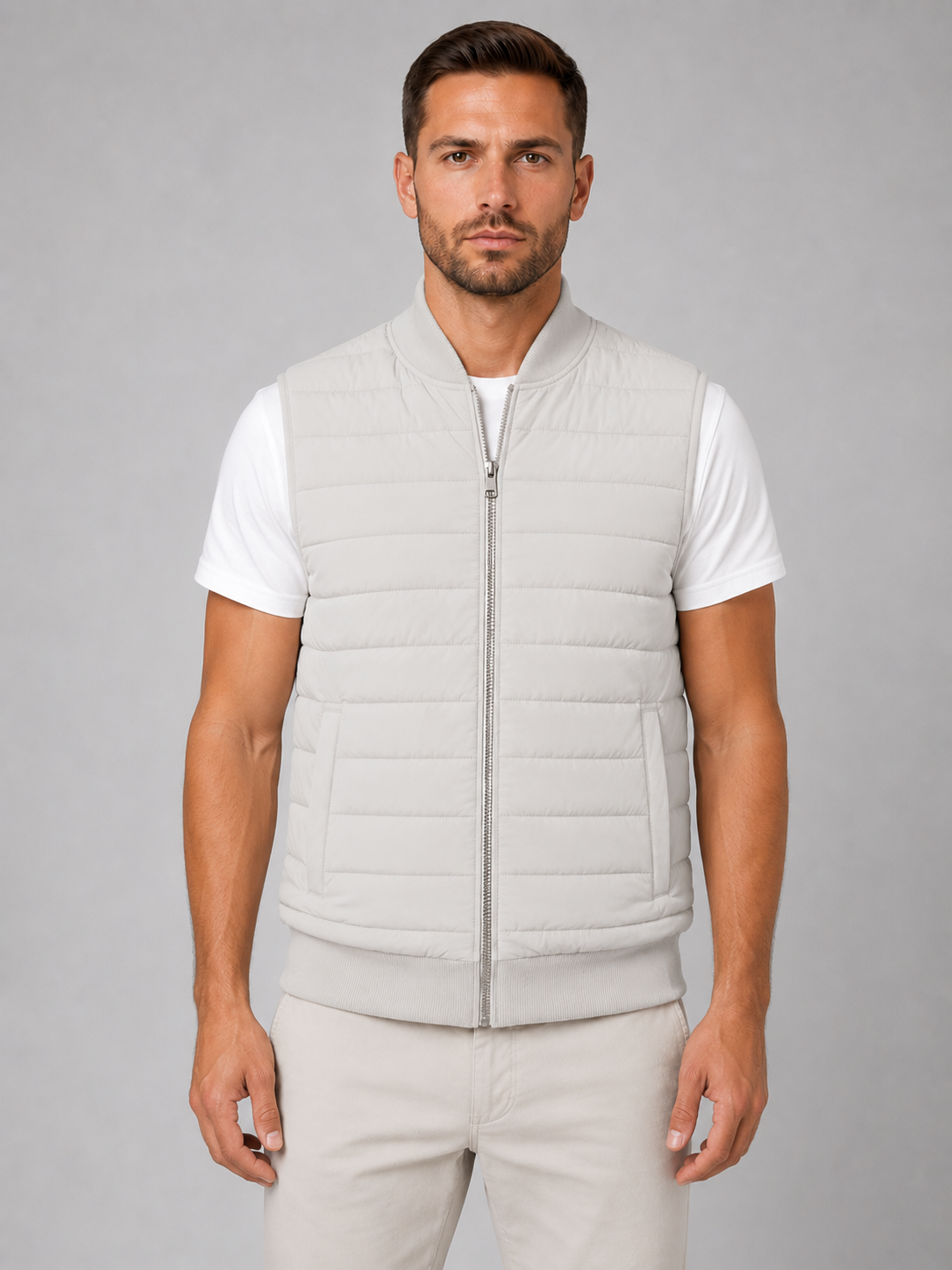 Men's Quilted Gilet Vest Full Zip Casual Layering Lightweight Everyday