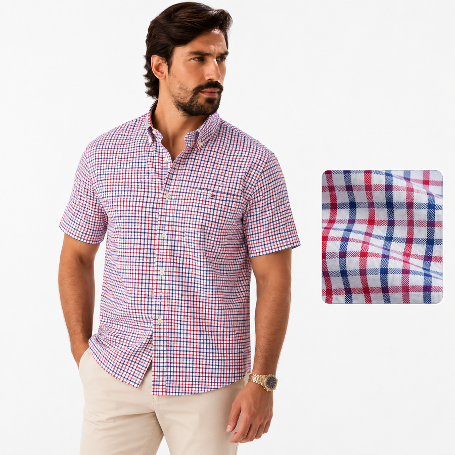 Men's Oxford Short-Sleeve Shirt Classic Fit Button-Down Casual Summer