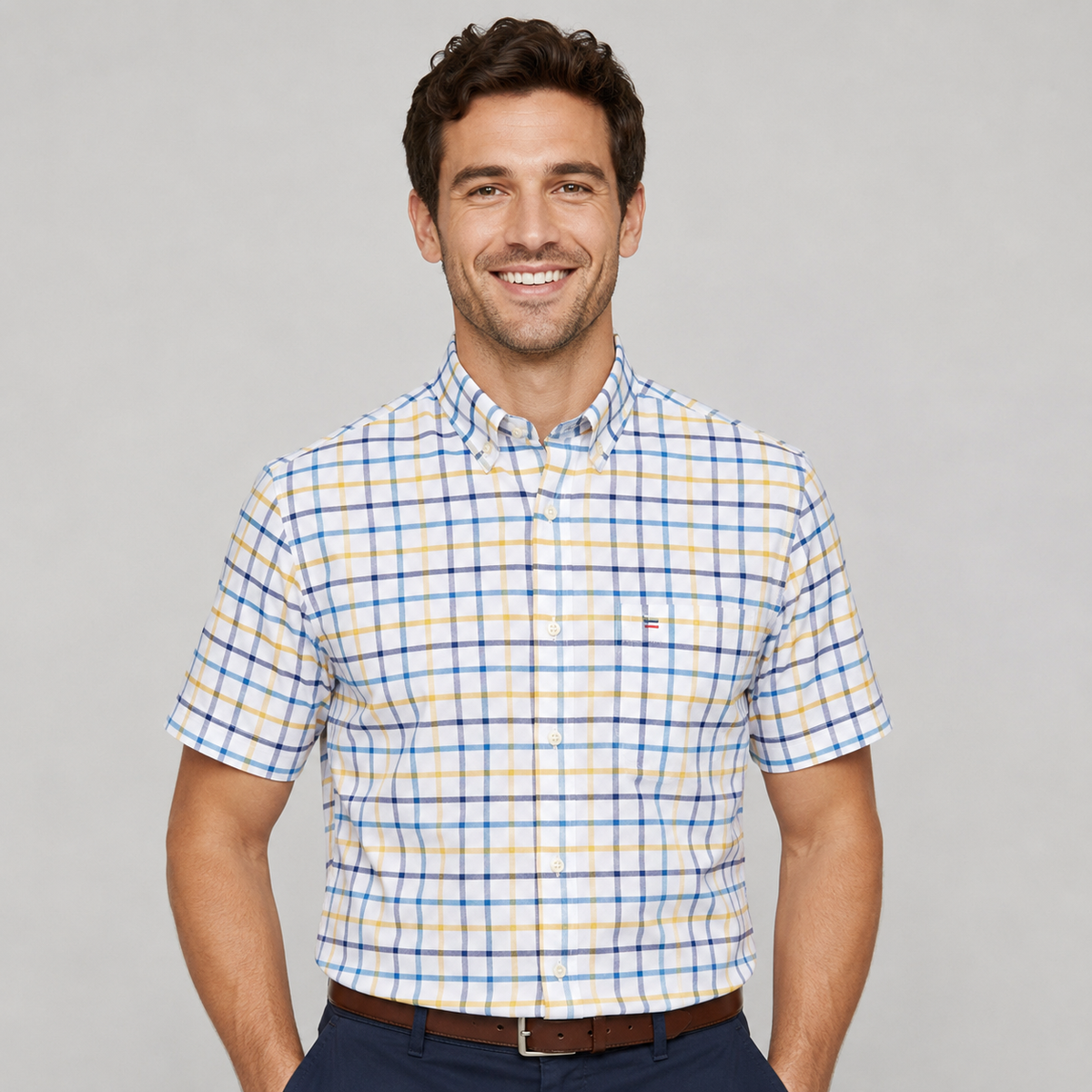 Men's Oxford Short-Sleeve Shirt Classic Fit Button-Down Casual Summer