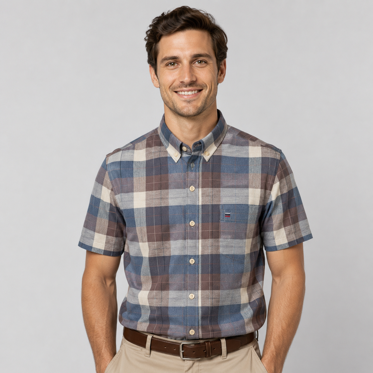 Men's Oxford Short-Sleeve Shirt Classic Fit Button-Down Casual Summer
