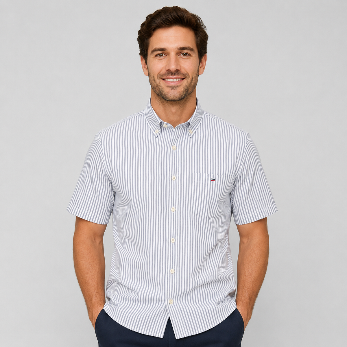 Men's Oxford Short-Sleeve Shirt Classic Fit Button-Down Casual Summer