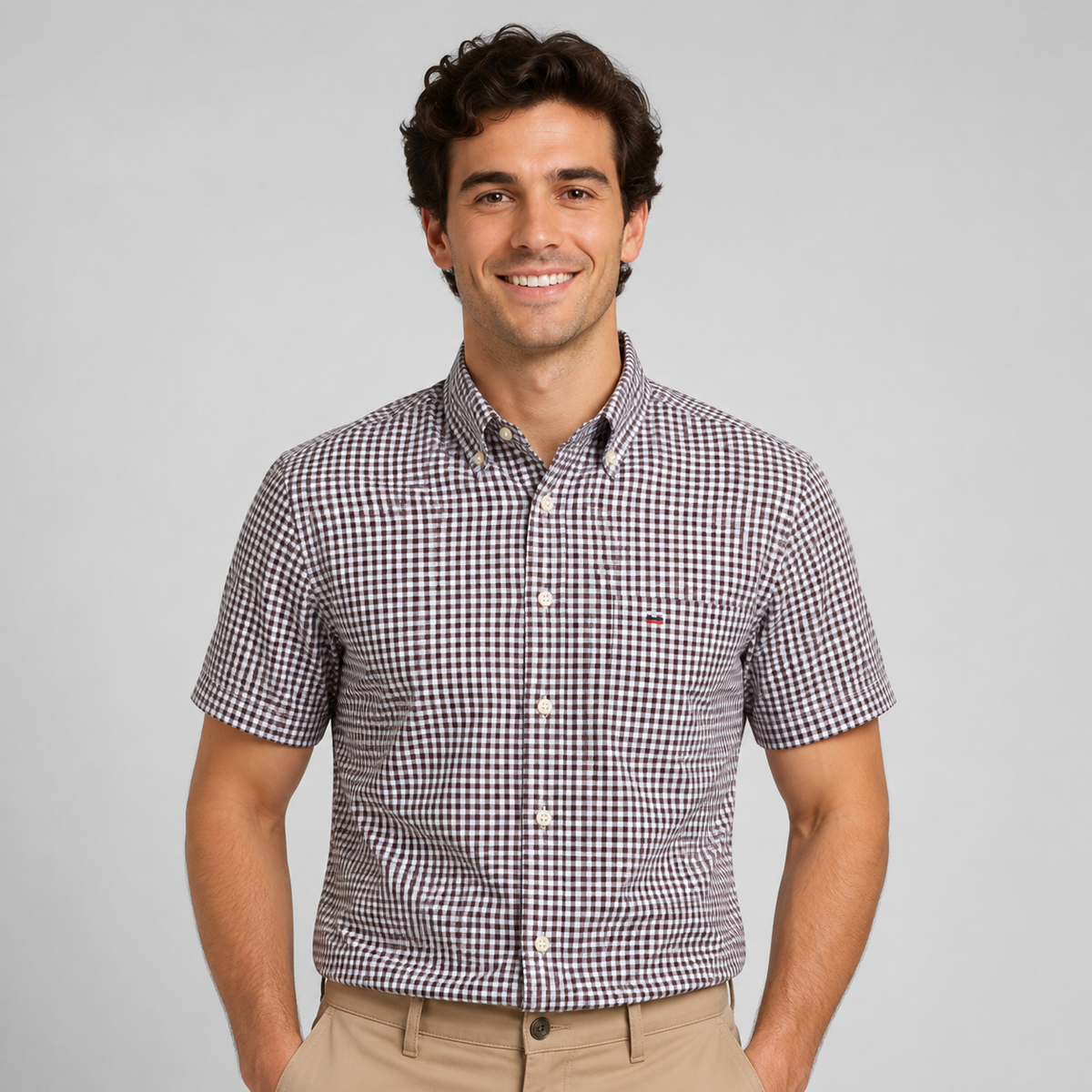 Men's Oxford Short-Sleeve Shirt Classic Fit Button-Down Casual Summer