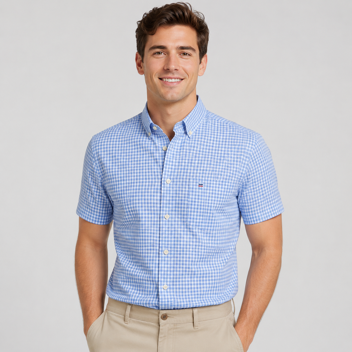 Men's Oxford Short-Sleeve Shirt Classic Fit Button-Down Casual Summer