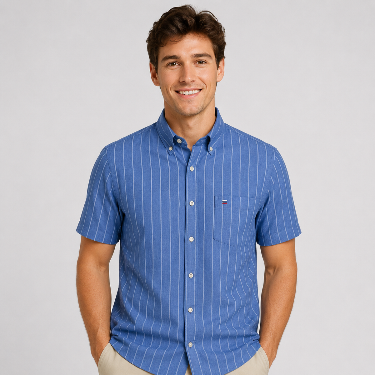 Men's Oxford Short-Sleeve Shirt Classic Fit Button-Down Casual Summer