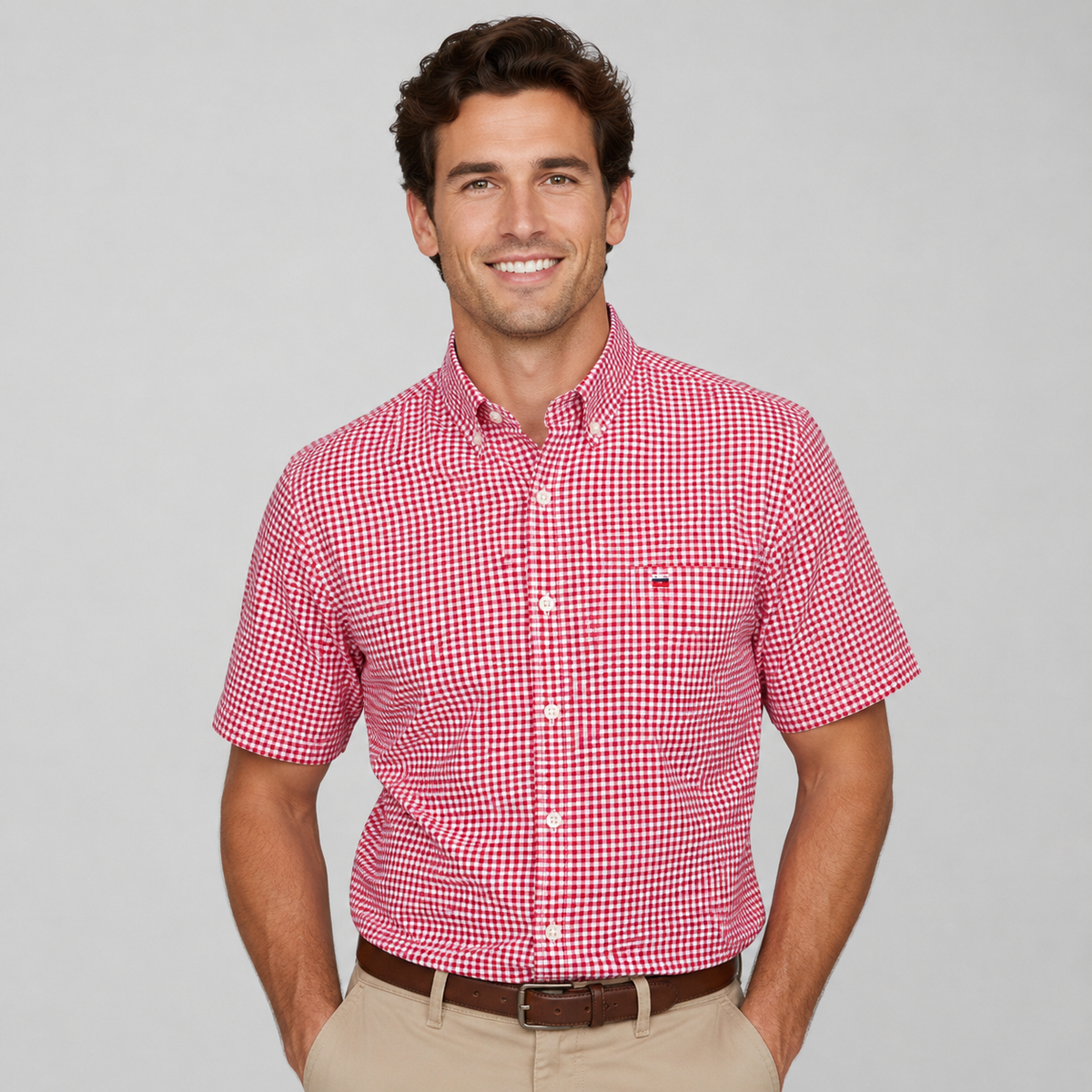 Men's Oxford Short-Sleeve Shirt Classic Fit Button-Down Casual Summer