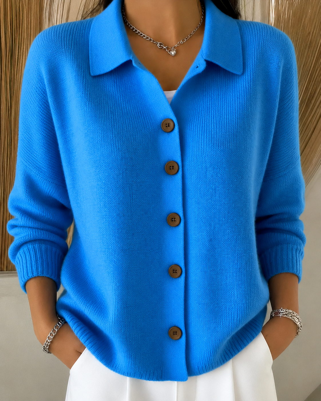 Women's Button-Up Cardigan Relaxed Fit Long Sleeve Classic Layering