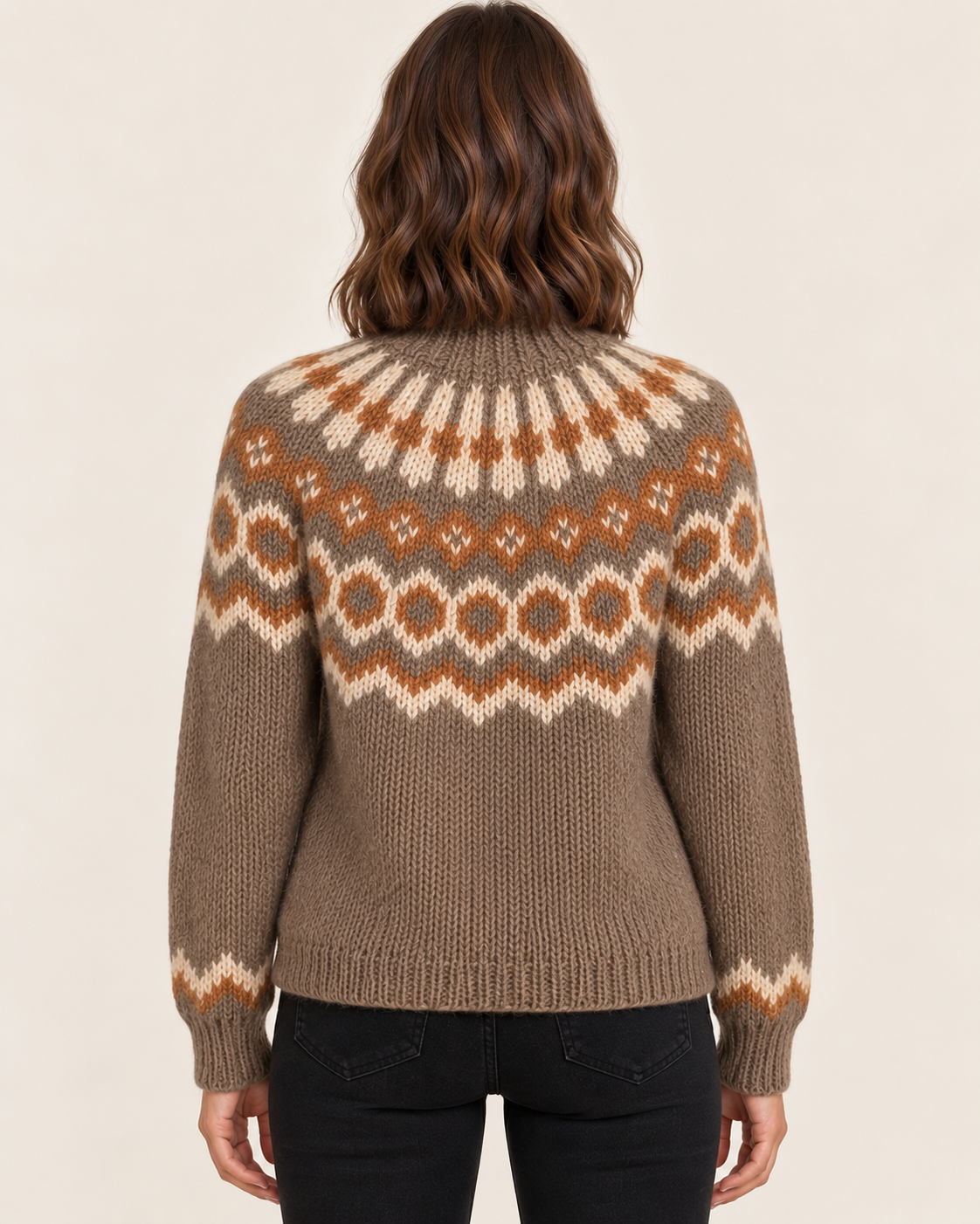 Women's Chunky Fair Isle Jumper with Funnel Neck