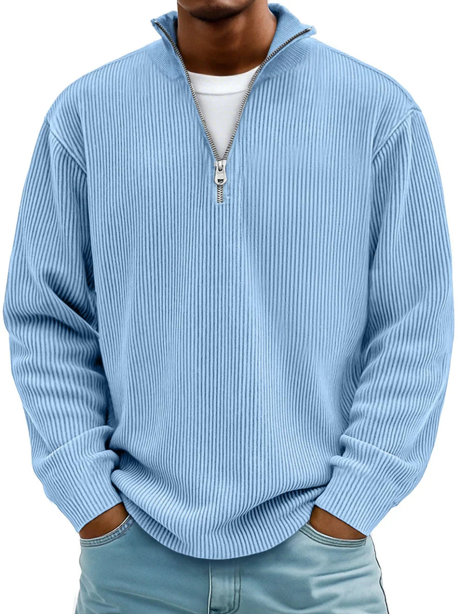 Men's Crew Neck Knit Sweater — Cotton Blend Winter Jumper with Ribbed Trim, 10 Colours