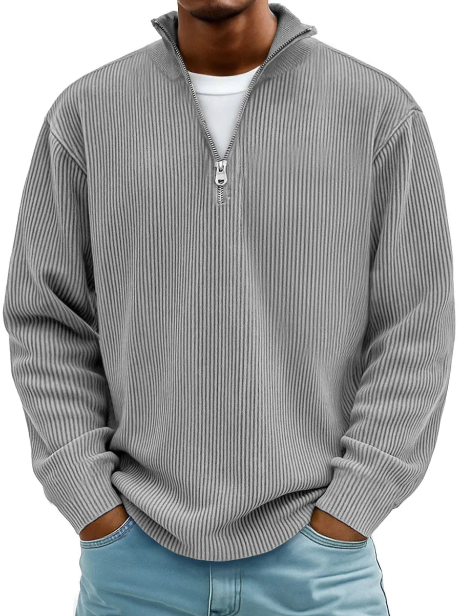 Men's Crew Neck Knit Sweater — Cotton Blend Winter Jumper with Ribbed Trim, 10 Colours