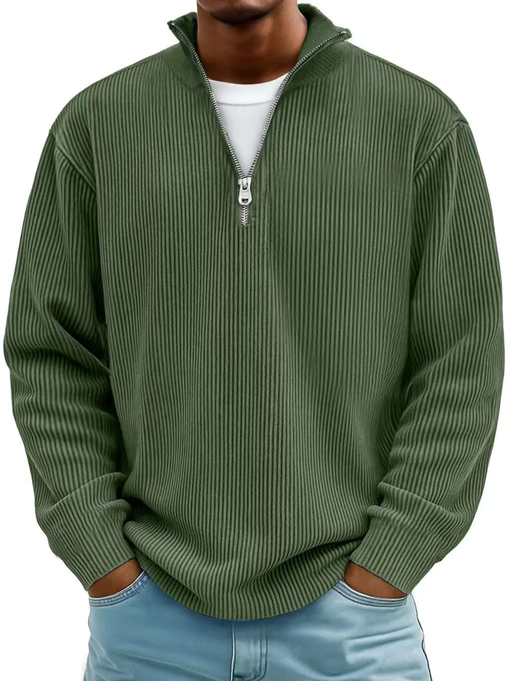 Men's Crew Neck Knit Sweater — Cotton Blend Winter Jumper with Ribbed Trim, 10 Colours