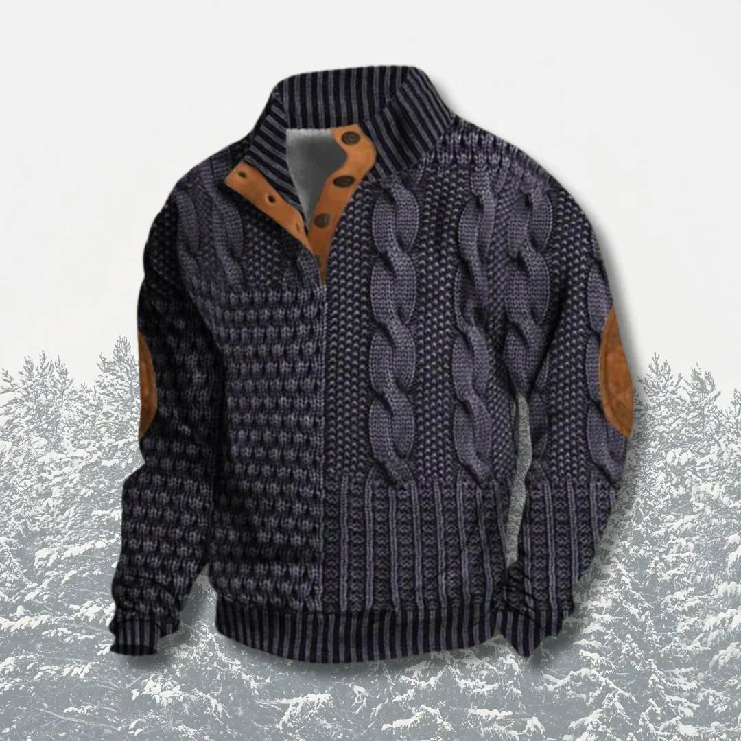Men's Patchwork Knit Jumper Crew Neck Long Sleeve Casual Everyday Wear