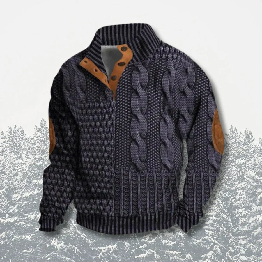 Men's Patchwork Knit Jumper Crew Neck Long Sleeve Casual Everyday Wear