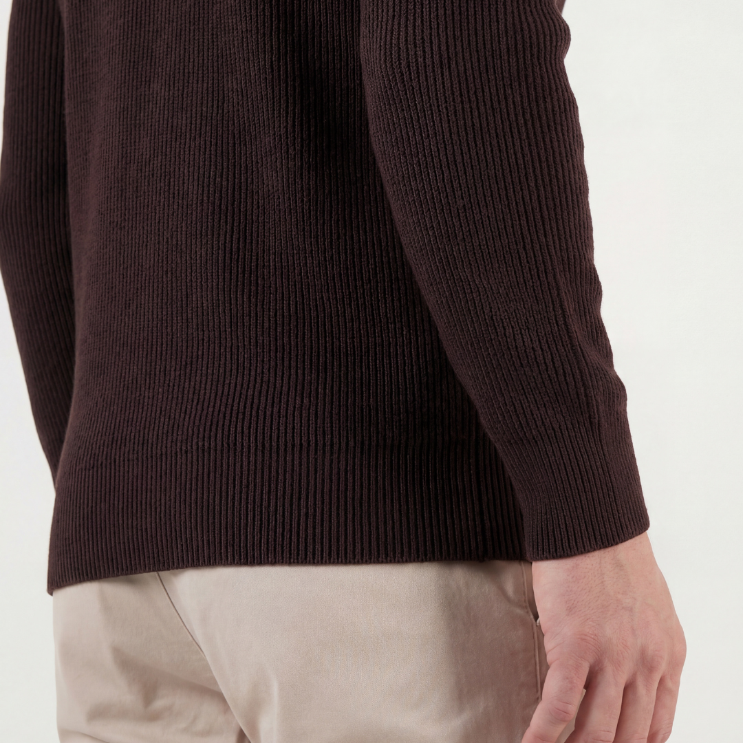 Men's Ribbed Knit Sweater Long Sleeve Crew Neck Casual Layering