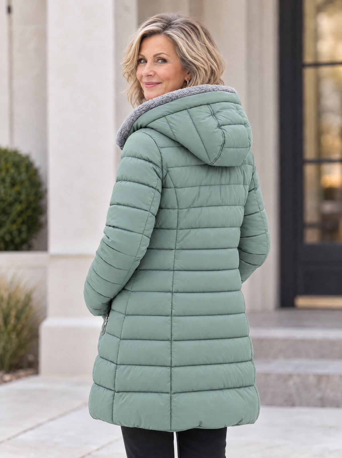 Fleece-Lined Puffer Coat — Warm Padded Winter Jacket with Storm Flap & Zip Front