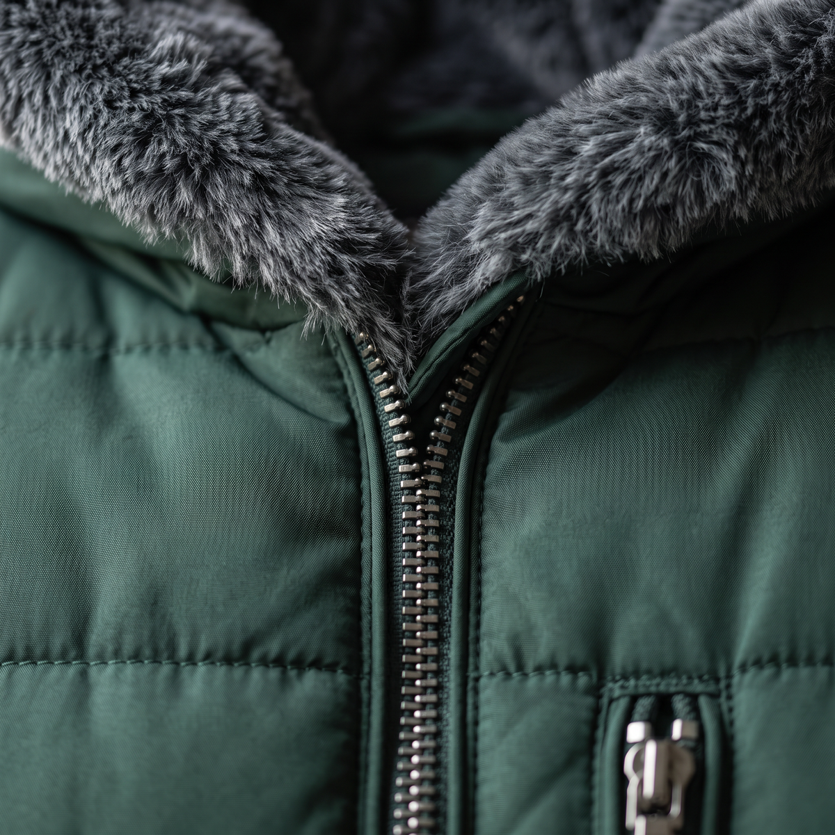 Fleece-Lined Puffer Coat — Warm Padded Winter Jacket with Storm Flap & Zip Front
