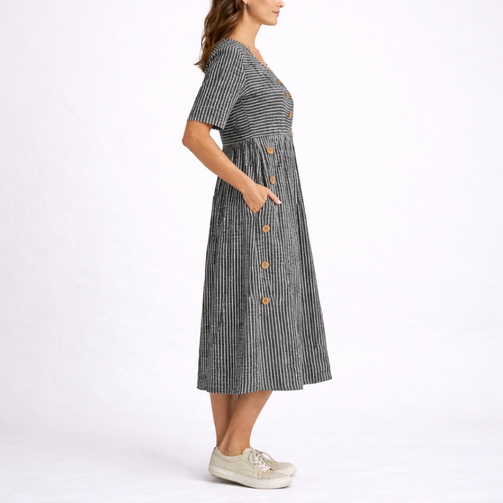 Women's Midi Dress Striped Pattern Short Sleeve Casual Everyday Styling