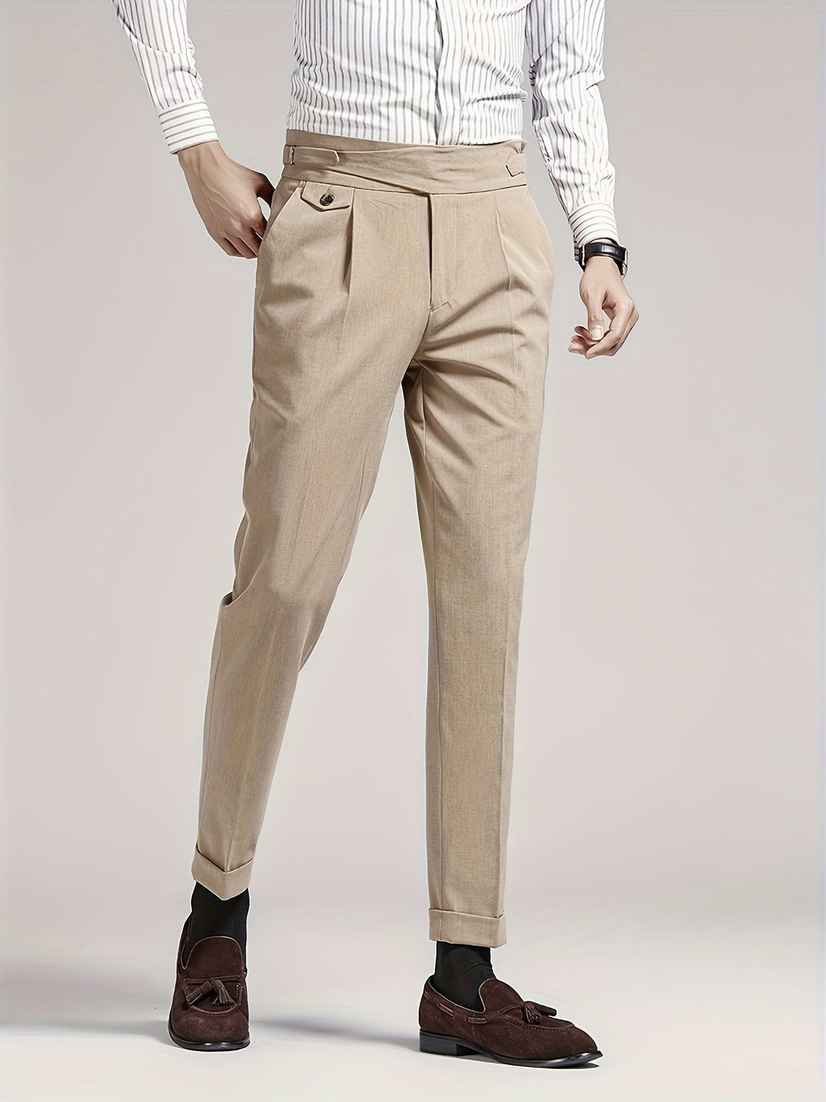 Men's High Waist Trousers Tailored Fit Casual Everyday Stylish