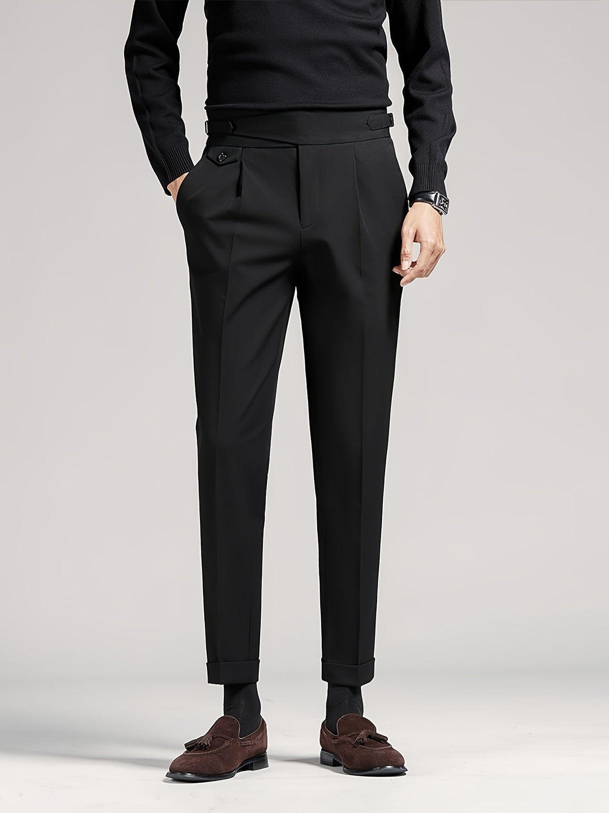 Men's High Waist Trousers Tailored Fit Casual Everyday Stylish