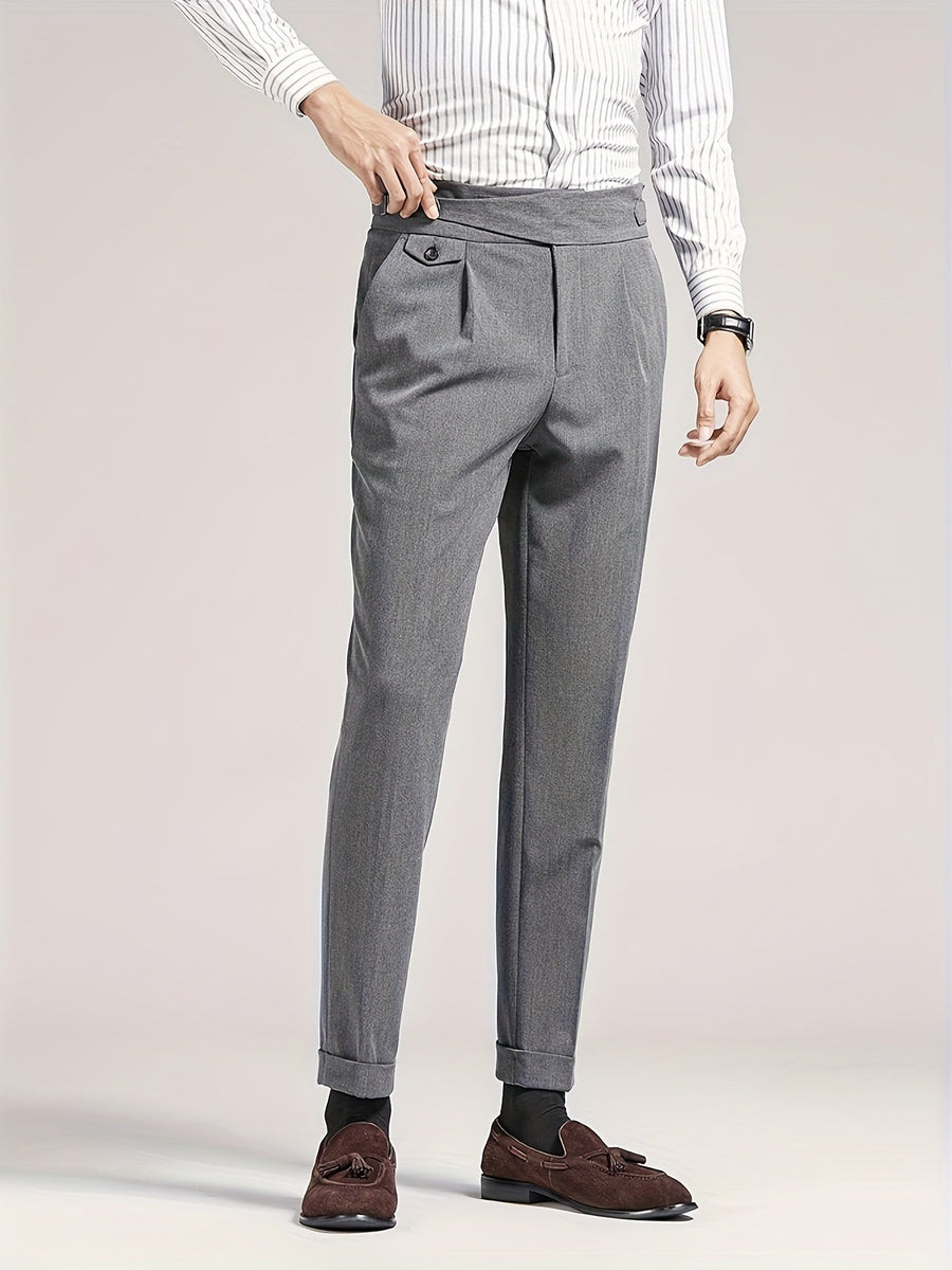 Men's High Waist Trousers Tailored Fit Casual Everyday Stylish