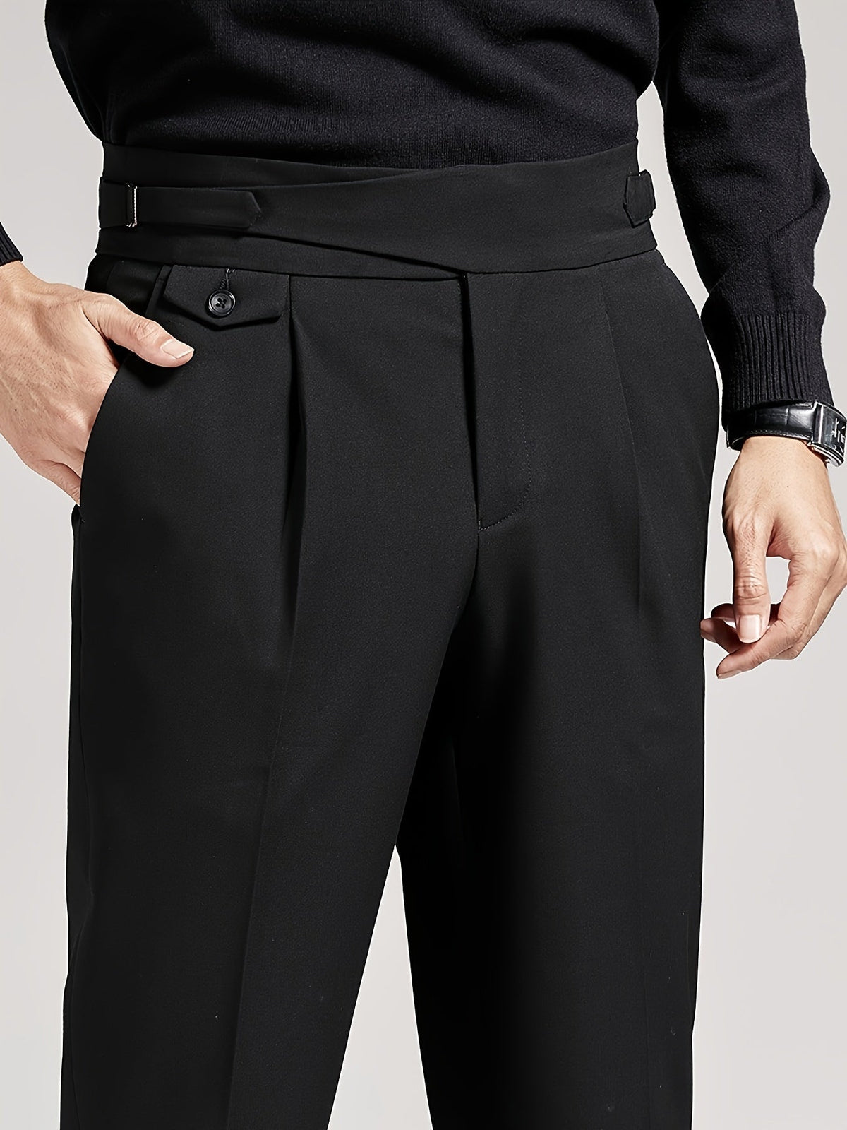 Men's High Waist Trousers Tailored Fit Casual Everyday Stylish