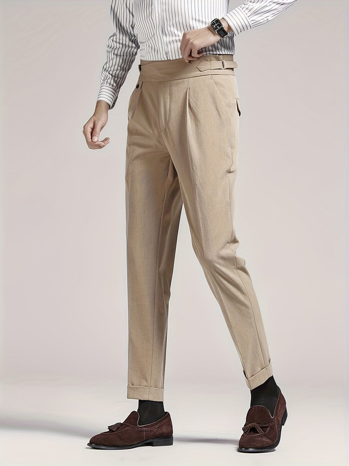 Men's High Waist Trousers Tailored Fit Casual Everyday Stylish