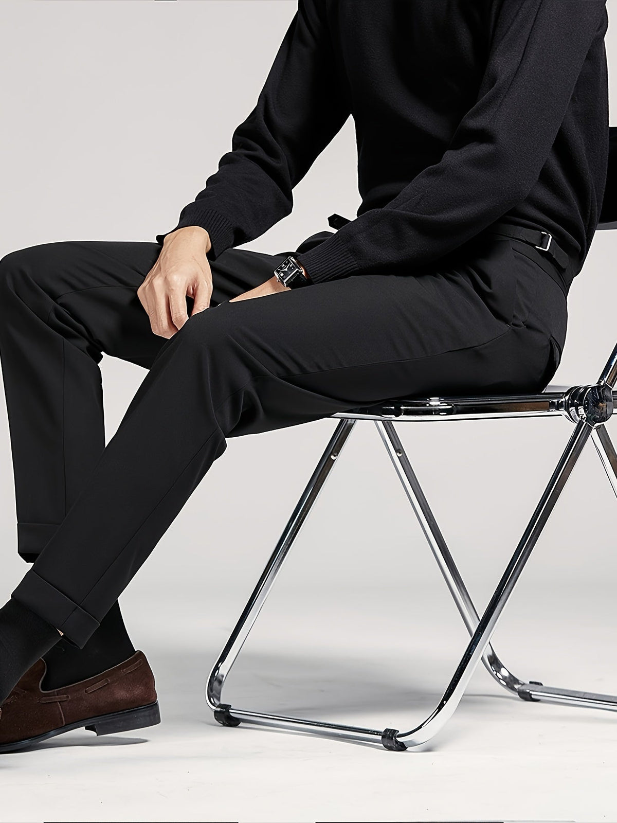 Men's High Waist Trousers Tailored Fit Casual Everyday Stylish