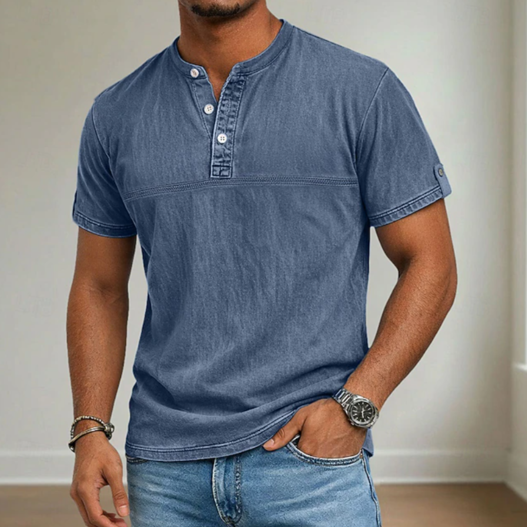 Men's Short Sleeve Stand Collar Shirt Casual Relaxed Fit Everyday Wear